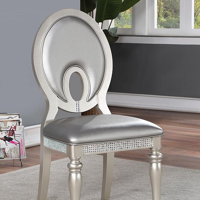CATHALINA Side Chair (2/CTN), Silver - Furniture Center (NY)