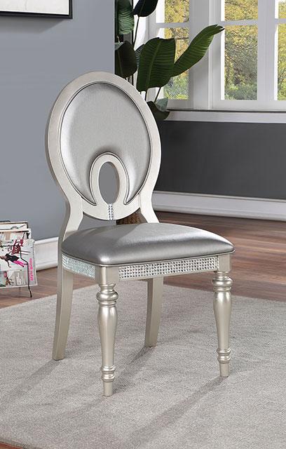 CATHALINA Side Chair (2/CTN), Silver - Furniture Center (NY)