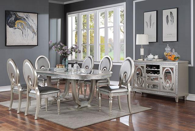 CATHALINA Side Chair (2/CTN), Silver - Furniture Center (NY)