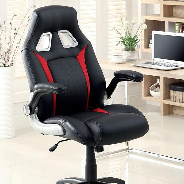Argon Black/Silver/Red Office Chair - Furniture Center (NY)