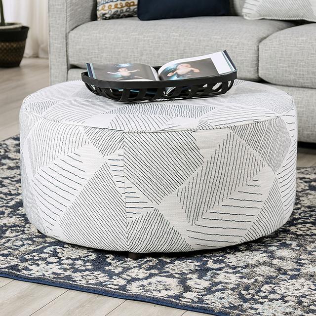 CHANCERY Ottoman, Gray/Navy - Furniture Center (NY)