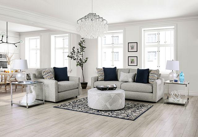CHANCERY Chair & Half, Gray/Navy - Furniture Center (NY)