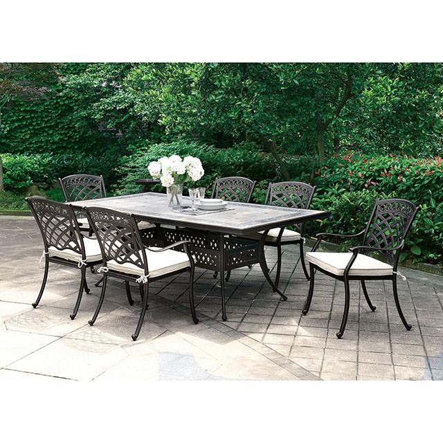 Charissa Antique Black/Beige Arm Chair (4/CTN) - Furniture Center (NY)