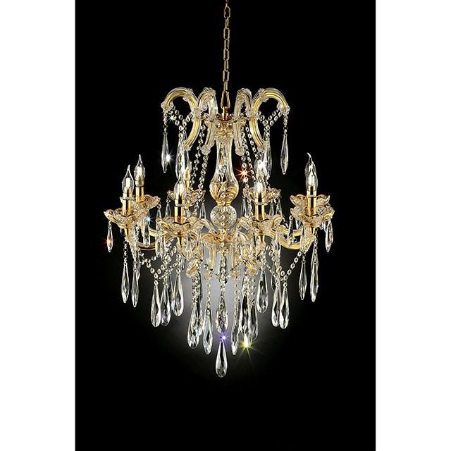Christiana Gold 35"H Ceiling Lamp Gold, Hanging Crystal - Furniture Center (NY)