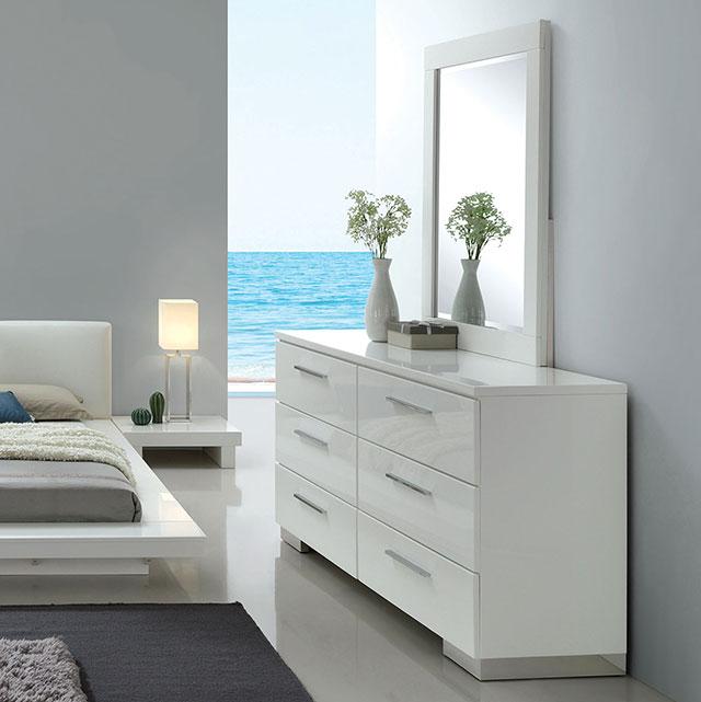 Christie Glossy White Dresser - Furniture Center (NY)
