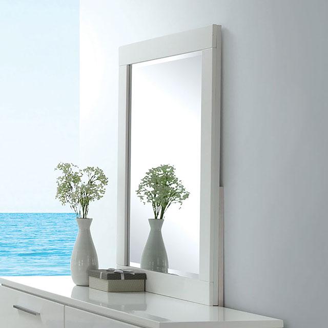 Christie Glossy White Mirror - Furniture Center (NY)
