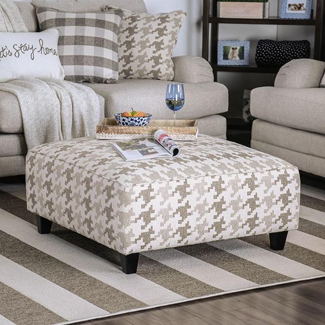 Christine Light Gray/Pattern Ottoman - Furniture Center (NY)