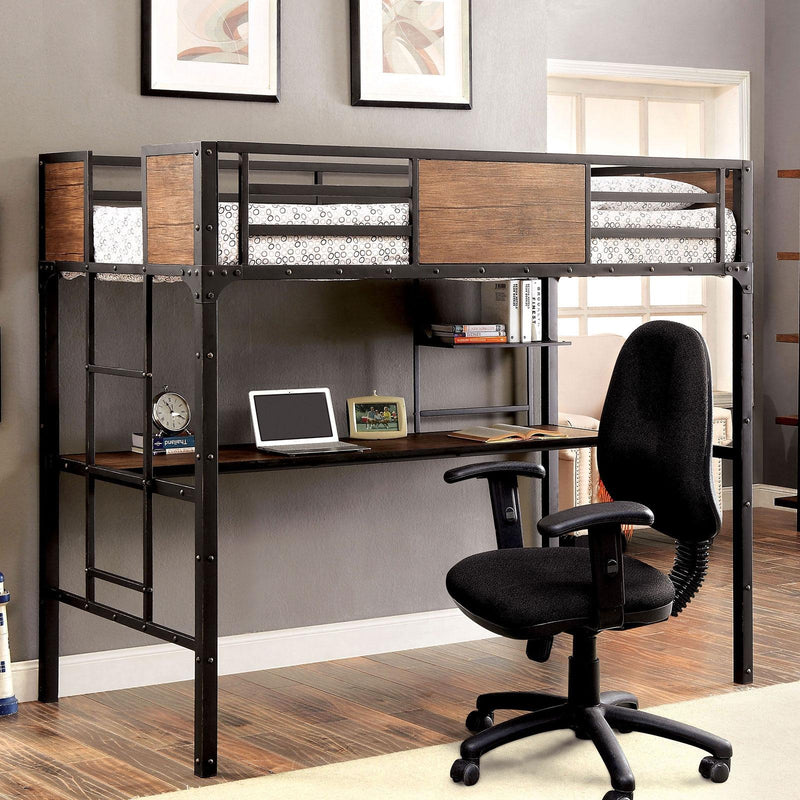CLAPTON Black Twin Bed w/ Workstation - Furniture Center (NY)