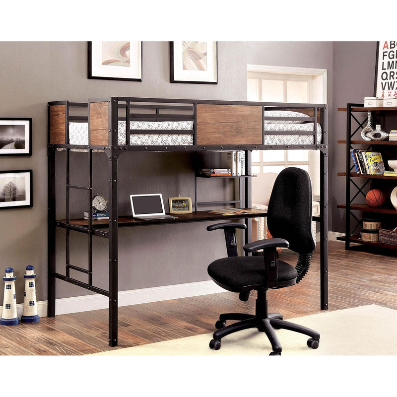 CLAPTON Black Twin Bed w/ Workstation - Furniture Center (NY)
