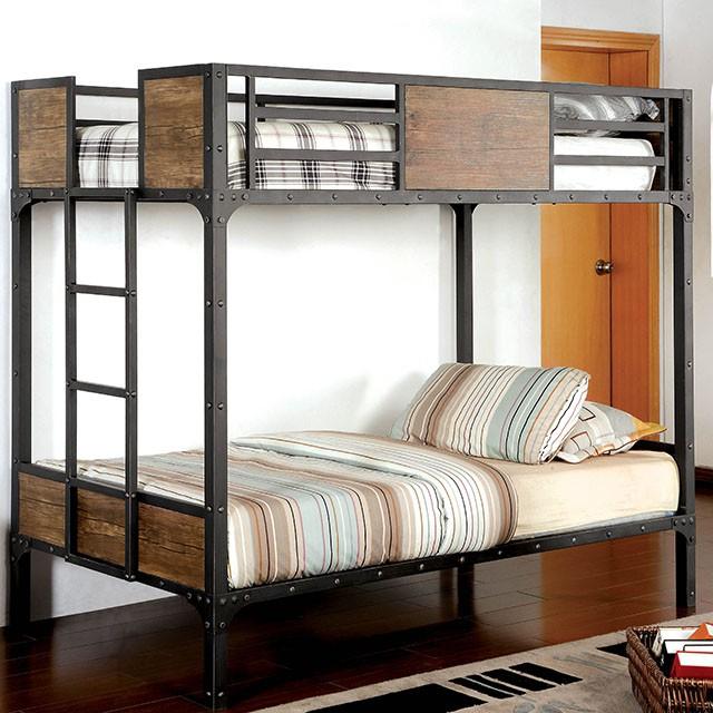 CLAPTON Black Twin/Twin Bunk Bed - Furniture Center (NY)