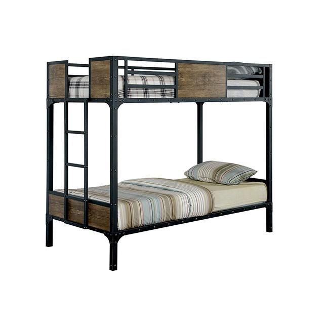 CLAPTON Black Twin/Twin Bunk Bed - Furniture Center (NY)