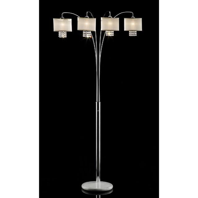 Claris Ivory/Chrome Arch Lamp, Hanging Crystal - Furniture Center (NY)