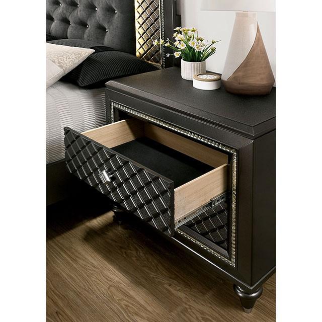 Demetria Metallic Gray Night Stand - Furniture Center (NY)