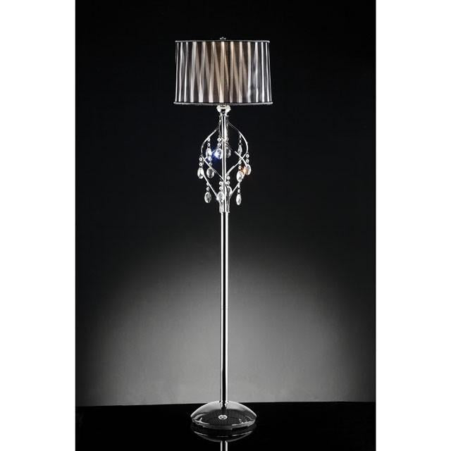 Arya Black/Chrome Floor Lamp, Hanging Crystal - Furniture Center (NY)