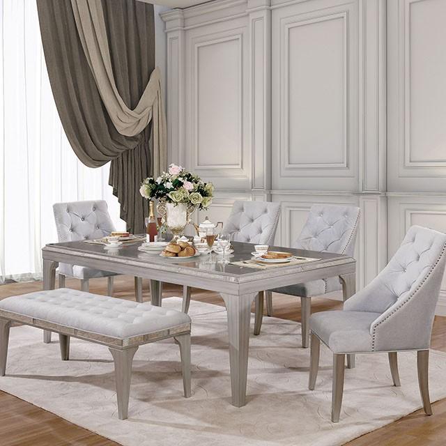 DIOCLES Silver/Gray Dining Table - Furniture Center (NY)