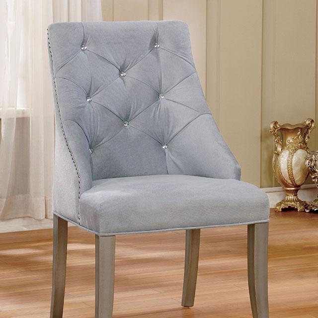DIOCLES Silver/Light Gray Side Chair (2/CTN) - Furniture Center (NY)