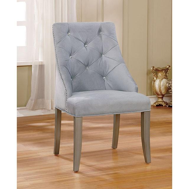 DIOCLES Silver/Light Gray Side Chair (2/CTN) - Furniture Center (NY)
