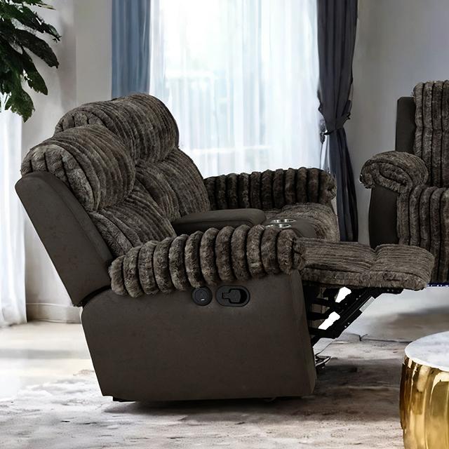Dionysus Manual Reclining Loveseat Brown - Furniture Center (NY)