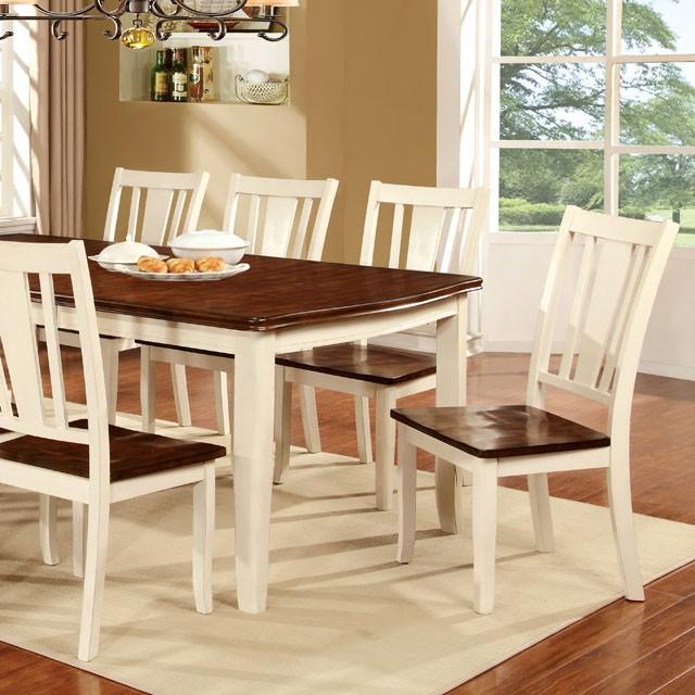DOVER Vintage White/Cherry Dining Table w/ 18" Leaf - Furniture Center (NY)