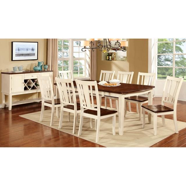 DOVER Vintage White/Cherry Dining Table w/ 18" Leaf - Furniture Center (NY)