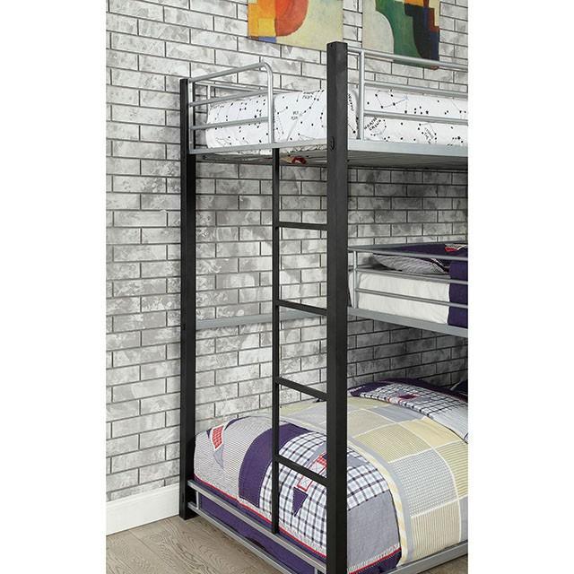 Aubrey Sand Black Twin Triple Decker Bed - Furniture Center (NY)