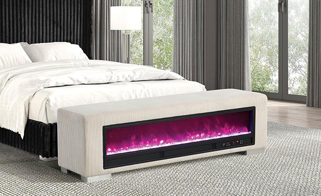 Elnath Bench w/ Visual Crystal Fireplace - Furniture Center (NY)