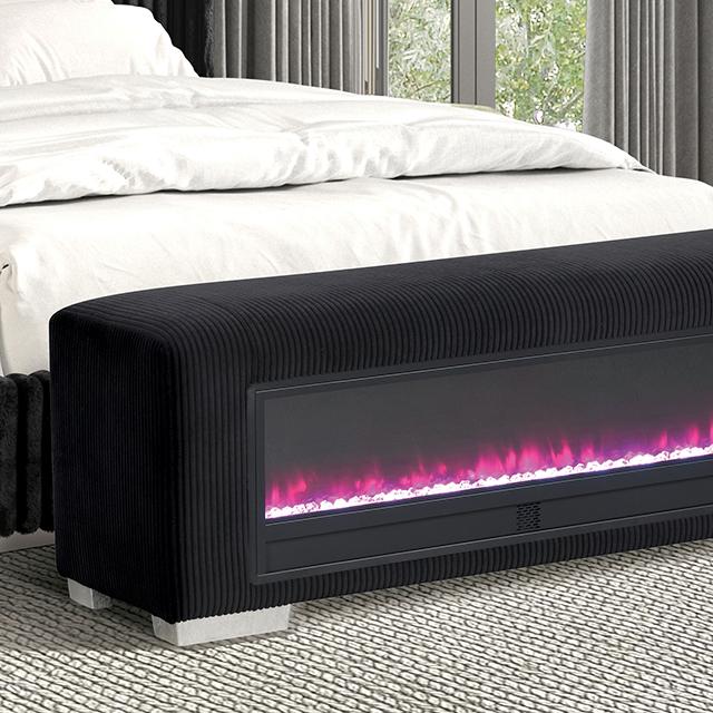 Elnath Bench w/ Visual Crystal Fireplace - Furniture Center (NY)