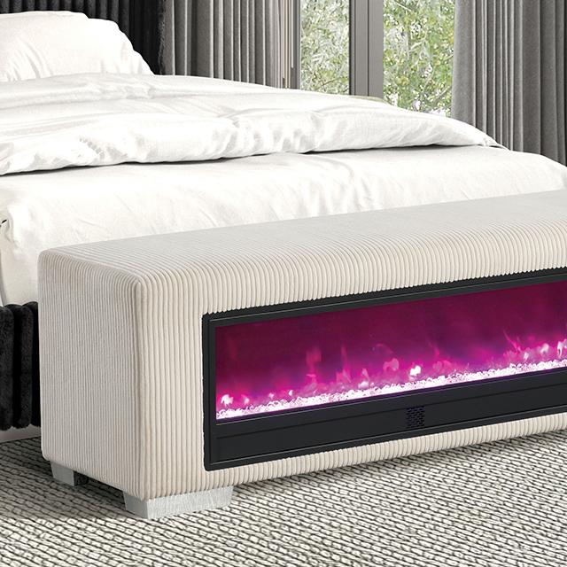 Elnath Bench w/ Visual Crystal Fireplace - Furniture Center (NY)