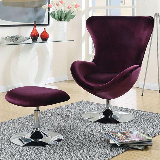 Eloise Purple Accent Chair w/ Ottoman - Furniture Center (NY)