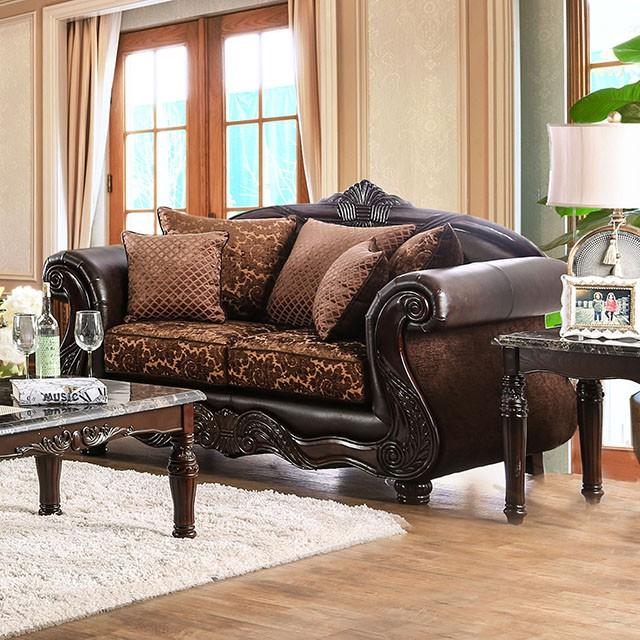 ELPIS Brown/Espresso Love Seat - Furniture Center (NY)