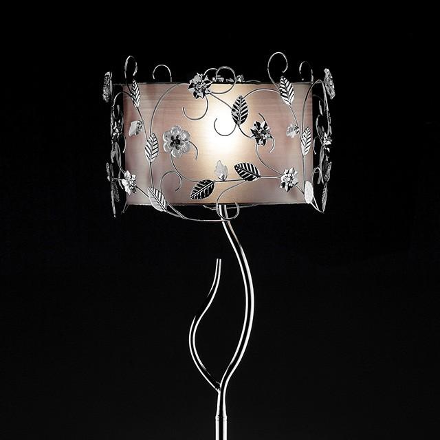 Elva Silver/Chrome Floor Lamp, Double Shade - Furniture Center (NY)