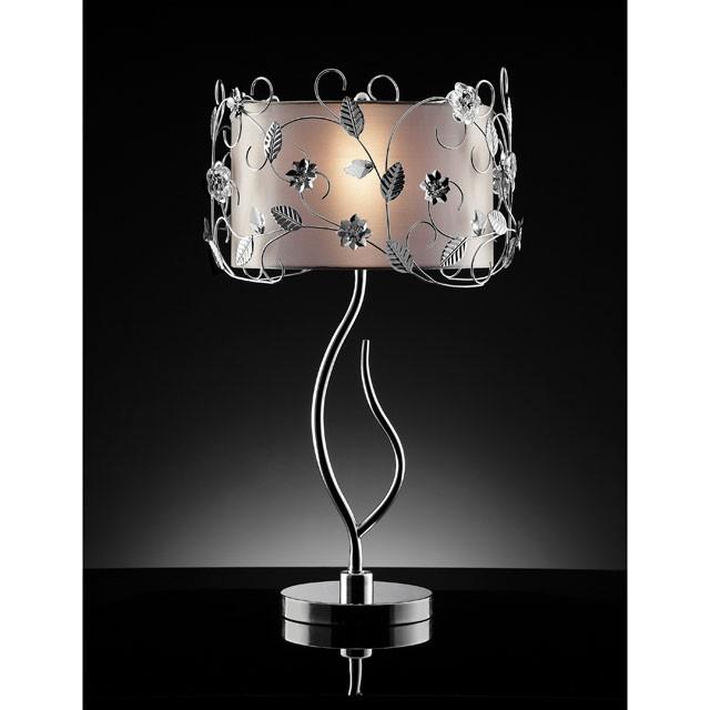 Elva Silver/Chrome Table Lamp, Double Shade - Furniture Center (NY)