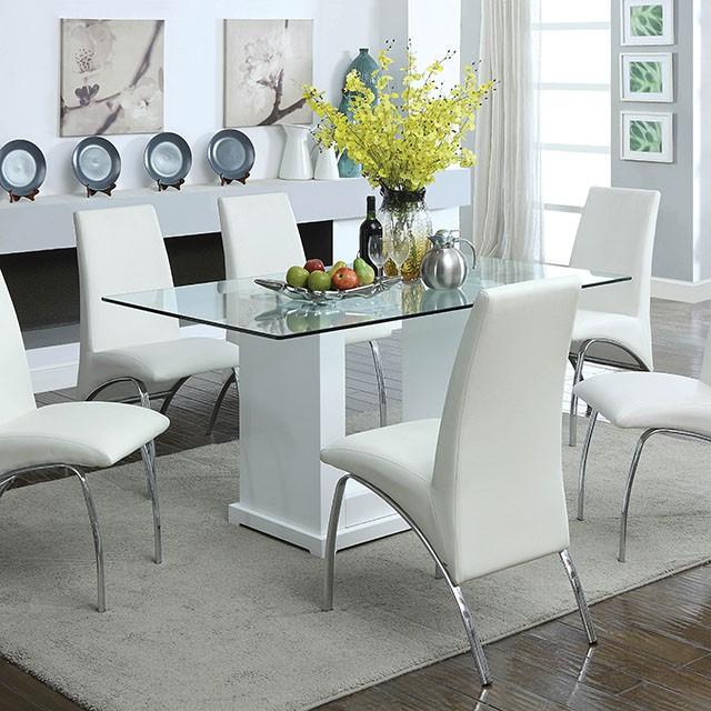 Eva White/Clear Dining Table - Furniture Center (NY)