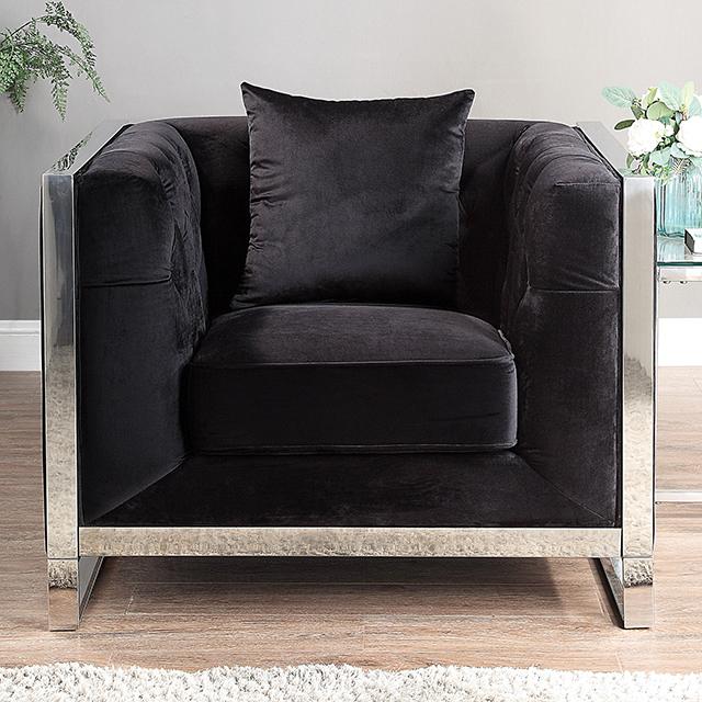 EVADNE Chair w/ Pillow, Black - Furniture Center (NY)