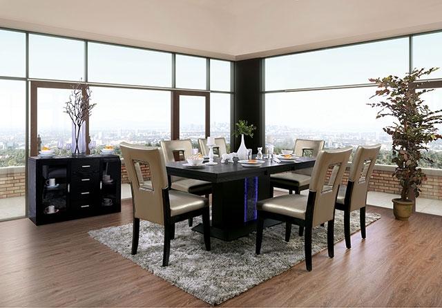 Evangeline Black/Beige Dining Table - Furniture Center (NY)