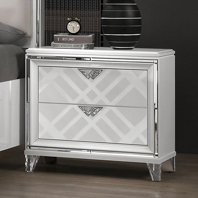 EMMELINE Night Stand w/ USB, White - Furniture Center (NY)
