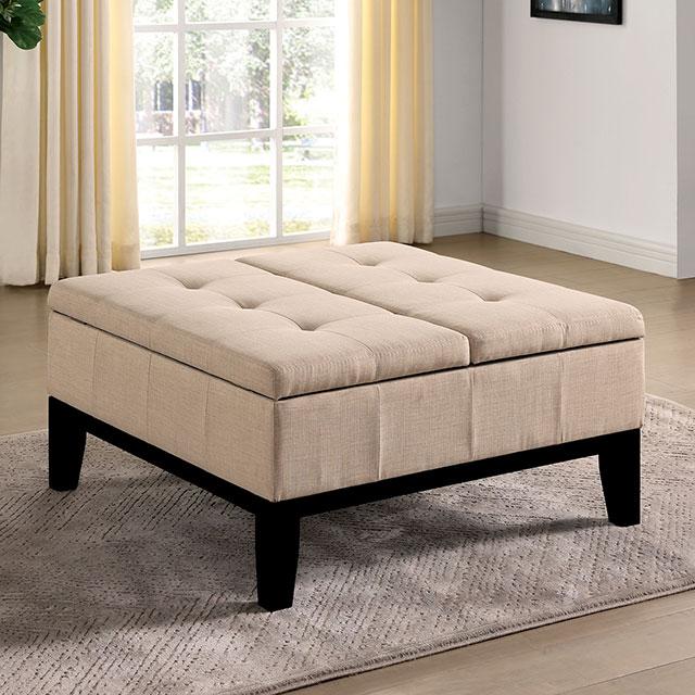 FAZIO Storage Ottoman, Beige - Furniture Center (NY)