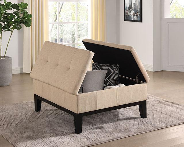 FAZIO Storage Ottoman, Beige - Furniture Center (NY)