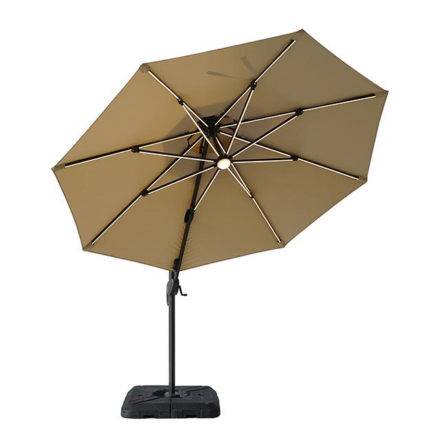 Fera 10 Ft Round Umbrella w/ LED Bulb + 37" Large Base - Furniture Center (NY)