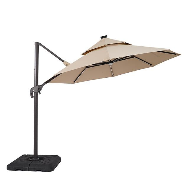 Fera 10 Ft Round Umbrella w/ LED Bulb + 37" Large Base - Furniture Center (NY)