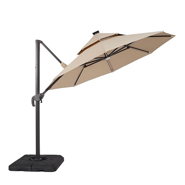 Fera 10 Ft Round Umbrella w/ LED Bulb + 37" Large Base - Furniture Center (NY)