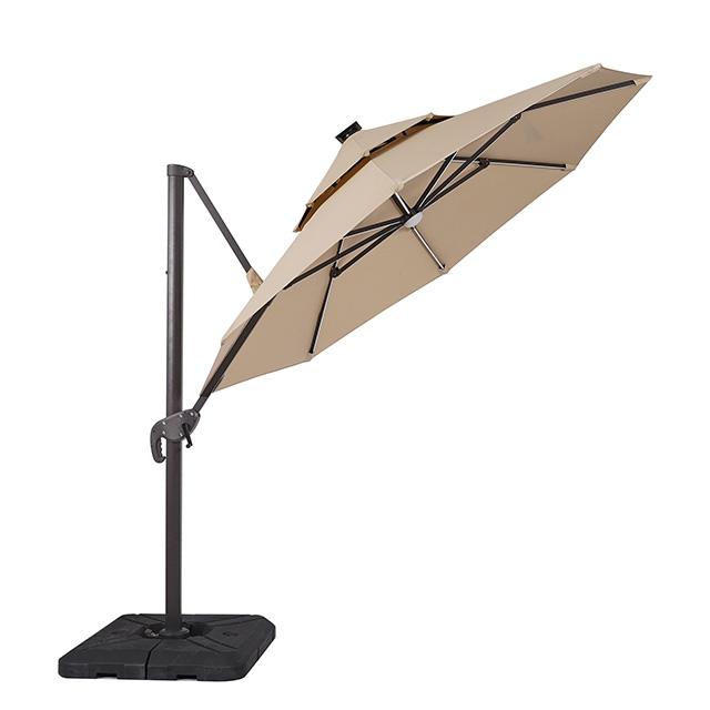 Fera 10 Ft Round Umbrella w/ LED Bulb + 37" Large Base - Furniture Center (NY)