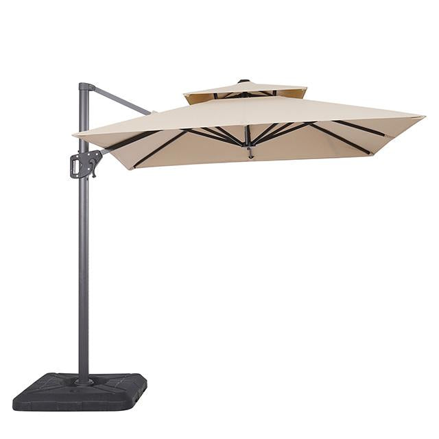 Fida 8 Ft Square Umbrella w/ Double Top + 37" Large Base - Furniture Center (NY)