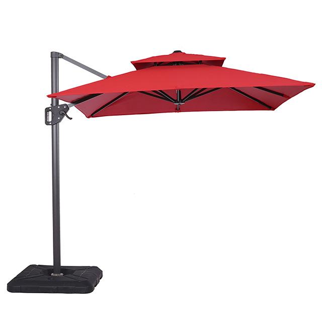 Fida 8 Ft Square Umbrella w/ Double Top + 37" Large Base - Furniture Center (NY)