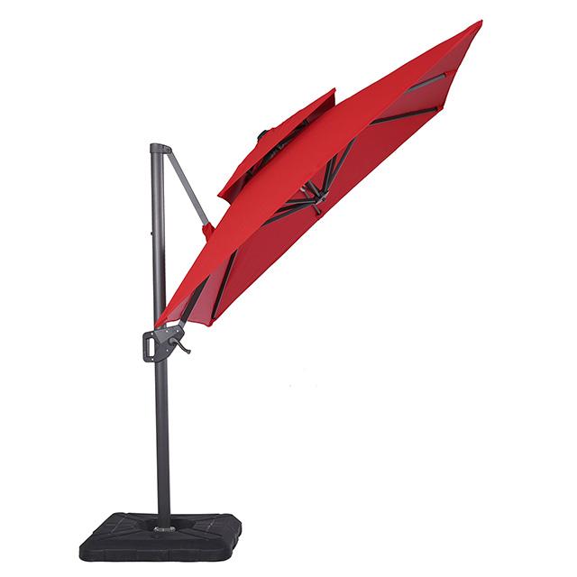 Fida 8 Ft Square Umbrella w/ Double Top + 37" Large Base - Furniture Center (NY)