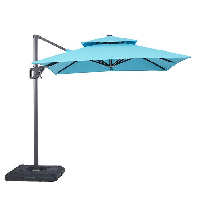 Fida 8 Ft Square Umbrella w/ Double Top + 37" Large Base - Furniture Center (NY)