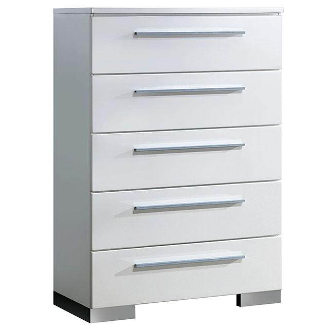 CLEMENTINE Glossy White Chest - Furniture Center (NY)