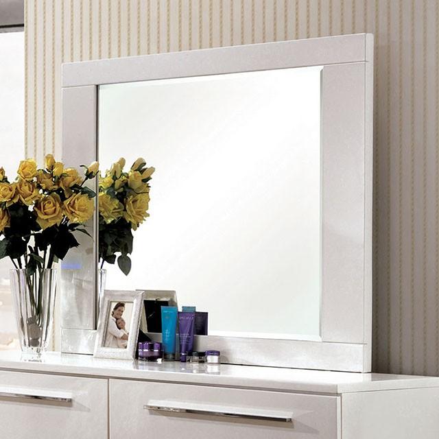 CLEMENTINE Glossy White Mirror - Furniture Center (NY)