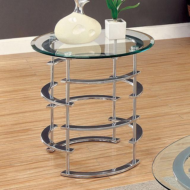 Clonmel End Table, Chrome - Furniture Center (NY)