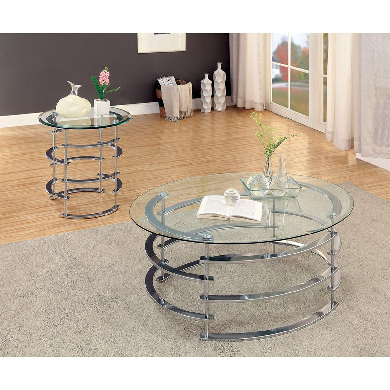 Clonmel End Table, Chrome - Furniture Center (NY)